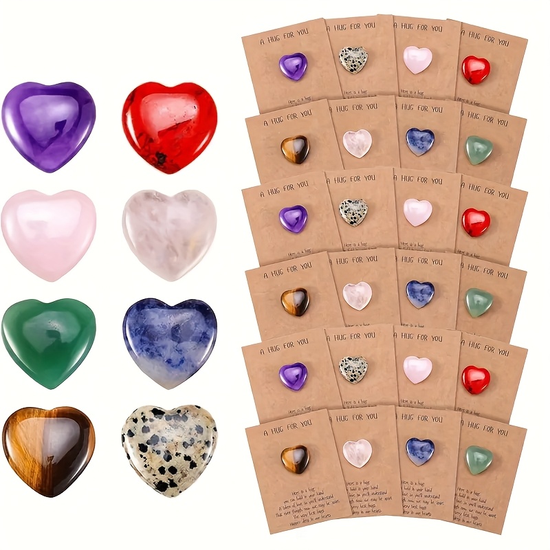 

24pcs Natural Stone Pocket Hug Tokens, Decorative , Heart-shaped Natural Stone Greeting Card Exchange Cards, Suitable For Colleagues, Family And Social Gifts