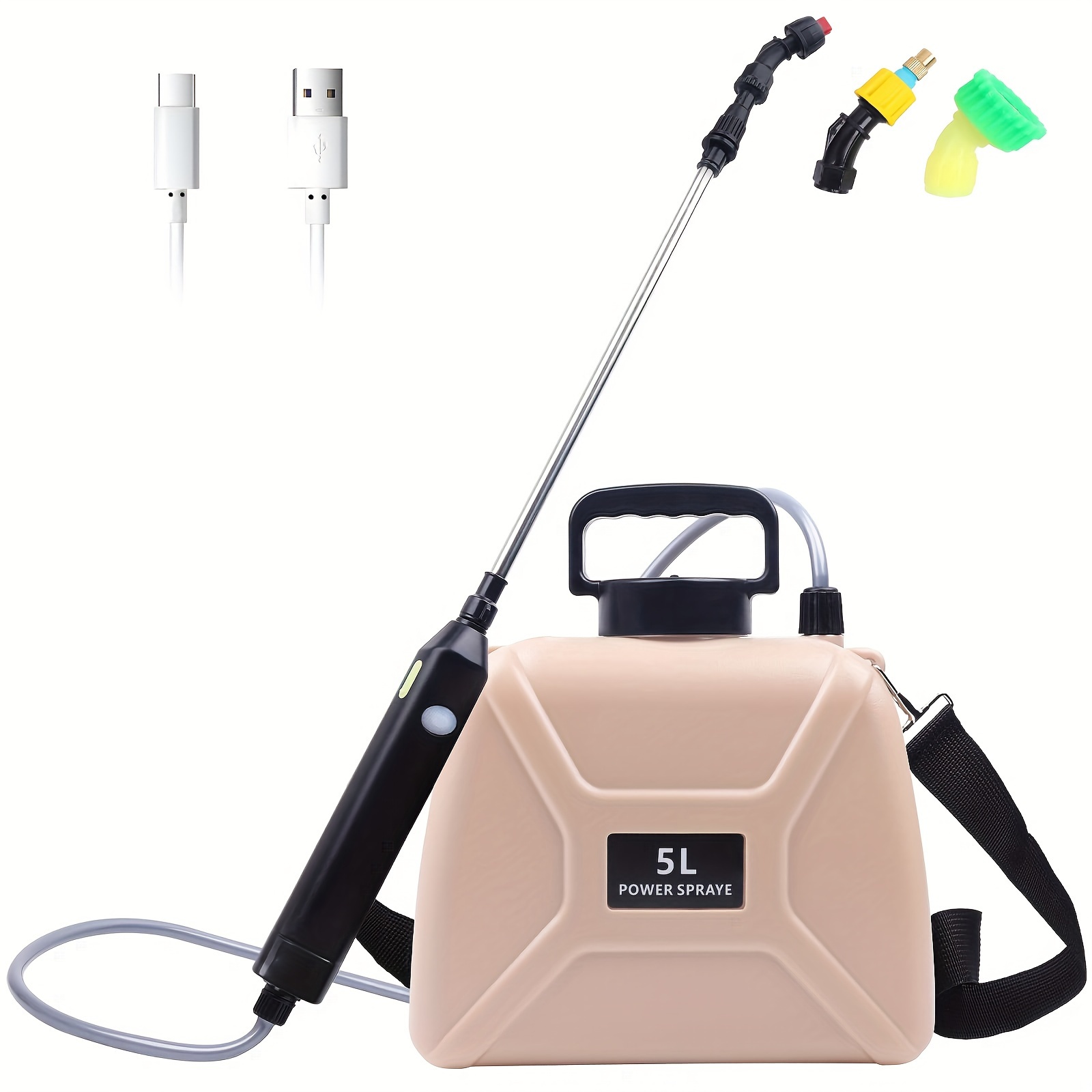 

Electric Plant Sprayer, Garden Sprayer With 1.5m Hose And 3 Nozzles, 1.32 Gal Portable Battery Powered Pump Sprayer With Adjustable Shoulder Strap For Yard Lawn Weeds Plants