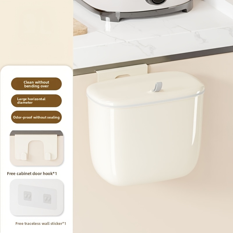 Wall-mounted Trash Can With Lid, Toilet Bathroom Hanging Wall-mounted Wastebasket, Home Kitchen Food Waste Storage Bucket