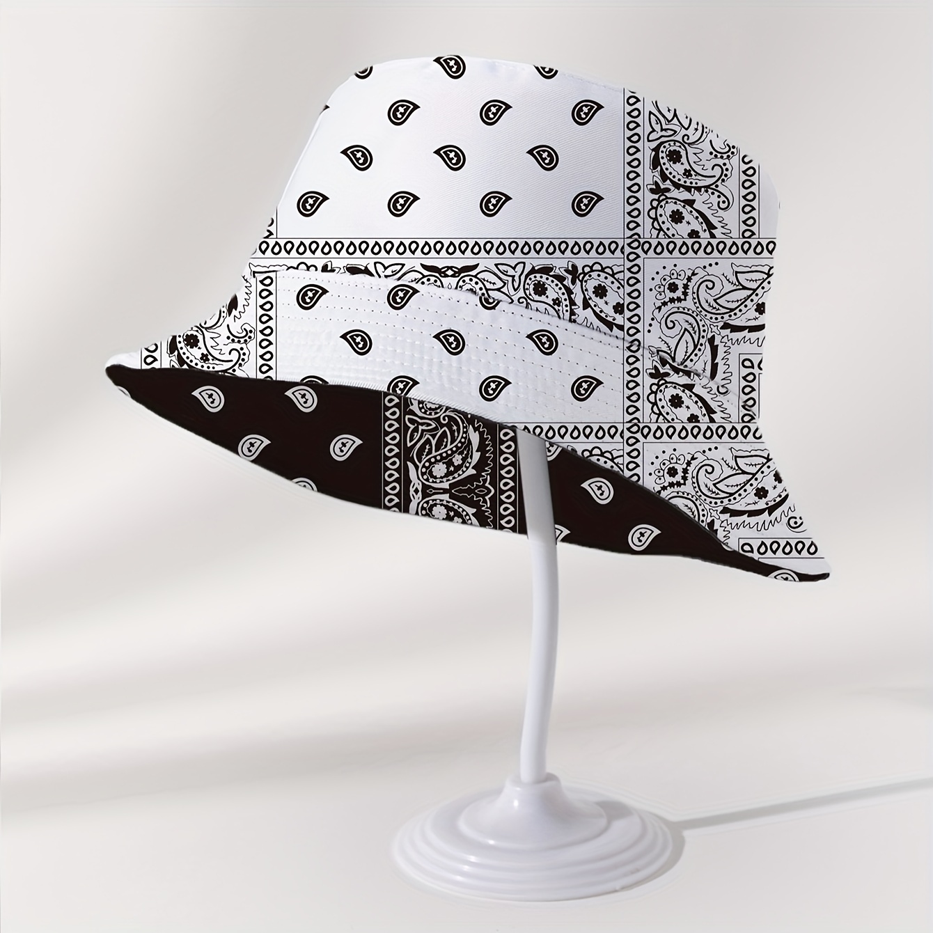 

Chapeau de seau imprimé paisley festif - Chapeau de soleil pour femmes avec motif aléatoire