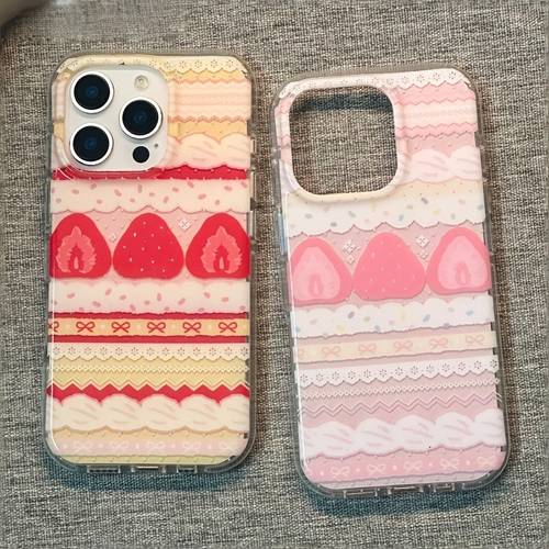 phone case this creatively cute niche cream powder strawberry cake phone case is compatible with iphone 17 16 15 14 13 12 and pro max this adorable soft back cover offers full screen protection and features a