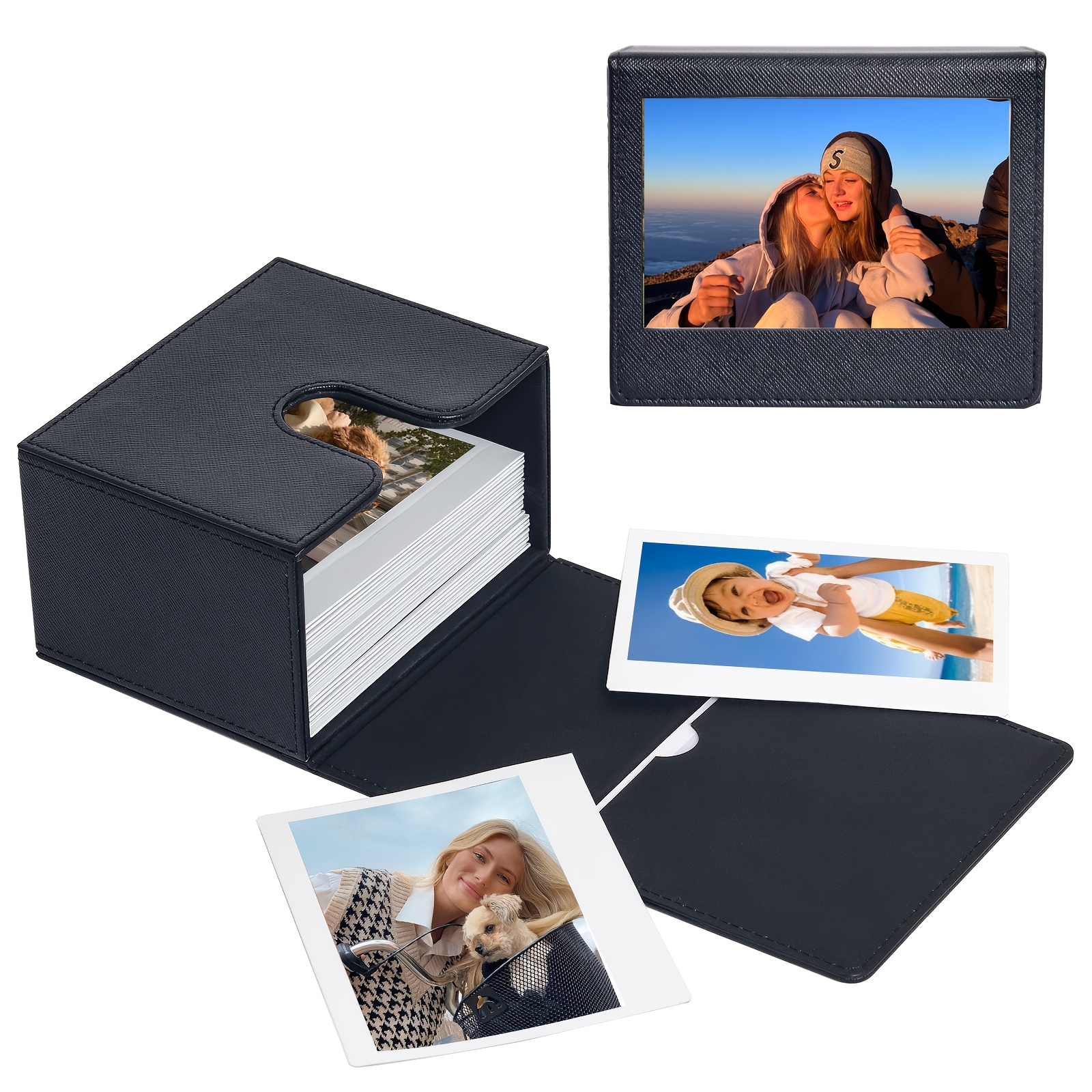  pu leather photo album for instant cameras holds 50 films fits i type now     wide wide 400 300 210 200 instax 600 i type black protective case with storage compartments case only   case classic album style pu leather case 0