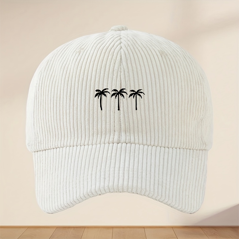 TEMU Unisex Baseballpet met Corduroy en Letterprint - Verstelbare Winddichte Warme Hoed, Outdoor Street Style, Lichtgewicht met Geribbelde Rand, ,