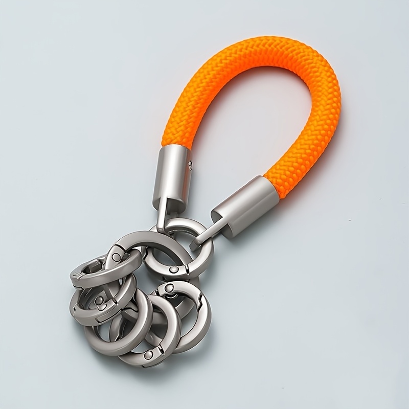 TEMU 1pc Of Men's Heavy-duty Braided Rope Keychain Car Key Lanyard Multifunctional Simple High-end Sense Key Pendant, Strong And Durable