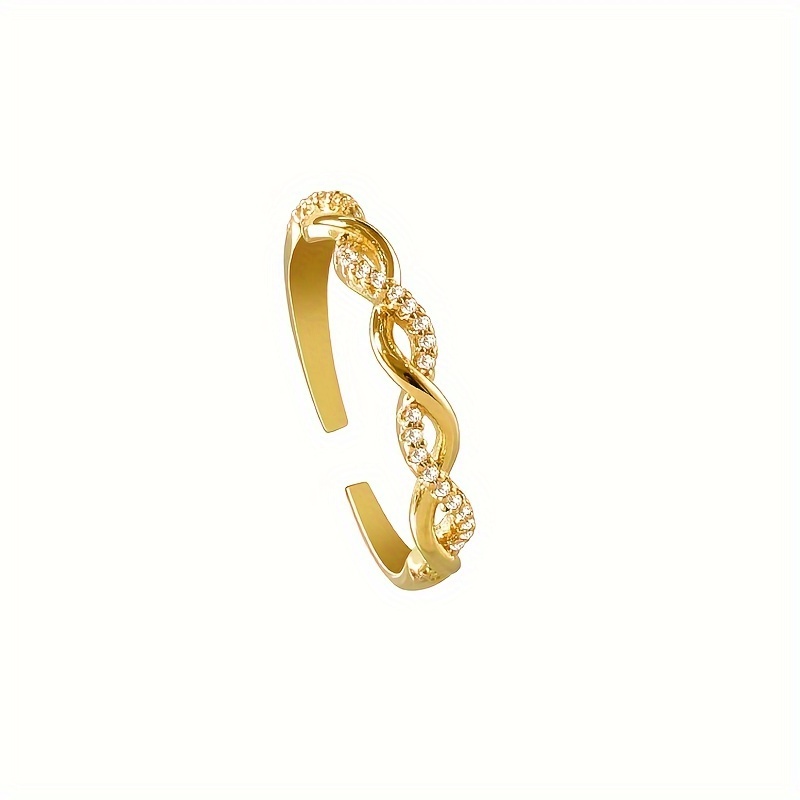 Knitted Braid Ring Ring Inlaid Zirconia Hand Jewelry Individual Adjustable Band