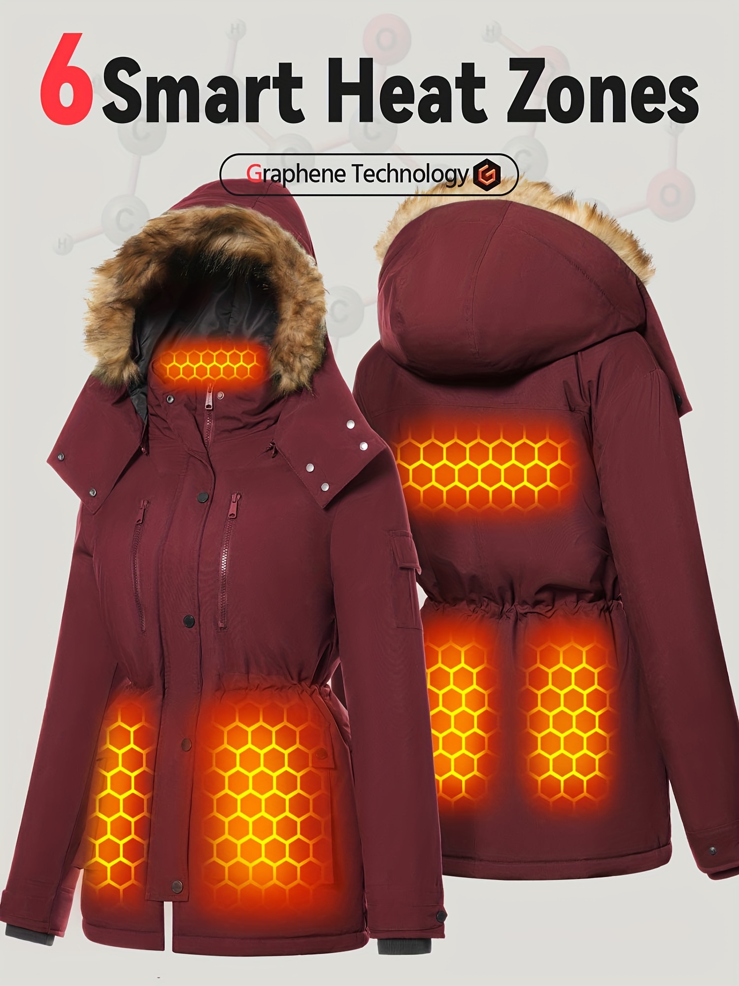 graphene women heated jacket battery pack fleece lined
