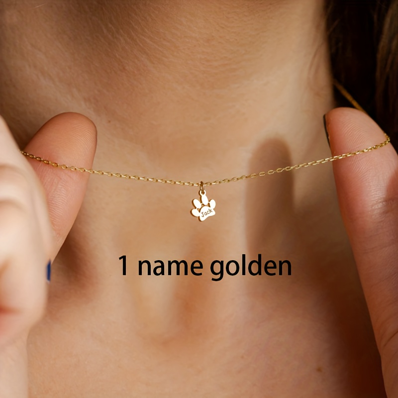 TEMU Customized Stainless Paw Necklace, Engraved With 1 To 4 Names, Fashionable And Perfect For Birthdays, Mother's Day, Christmas Gifts, For , , .