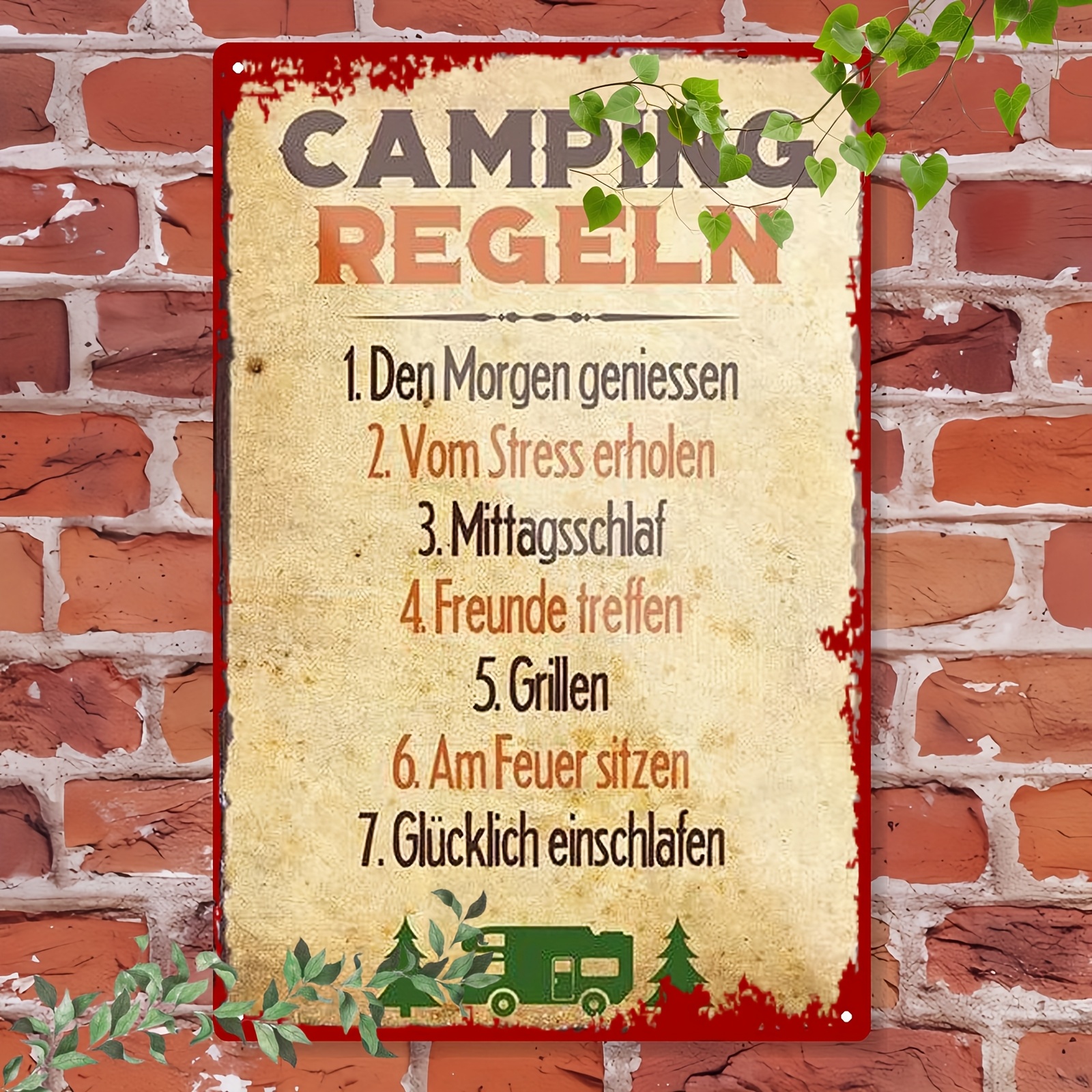 Image of 2d Flat, 1pc Rustic Camping Rules Metal Sign - Wall Art With Outdoor , Humorous Campsite Rules Suitable For Cabins, Rv Parks, Home Decor - 8"x12" (20x30cm) Metal Plaque, 2d Flat