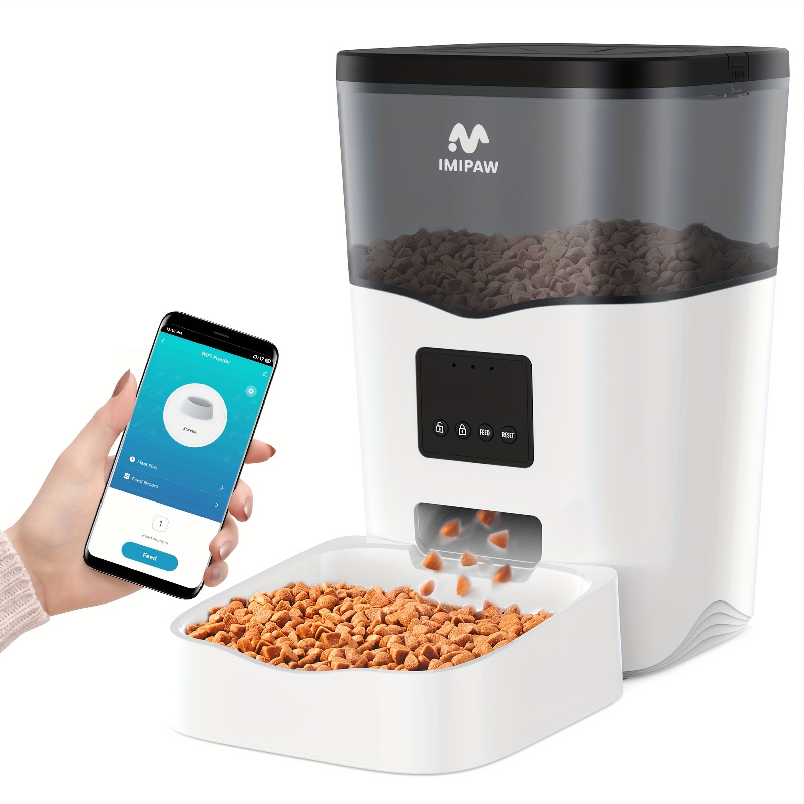 TEMU Imipaw 3l Smart Wifi Pet Feeder - Automatic Food Dispenser With App Control, Up To 20 Meals Per Day, Usb-powered, Without Battery