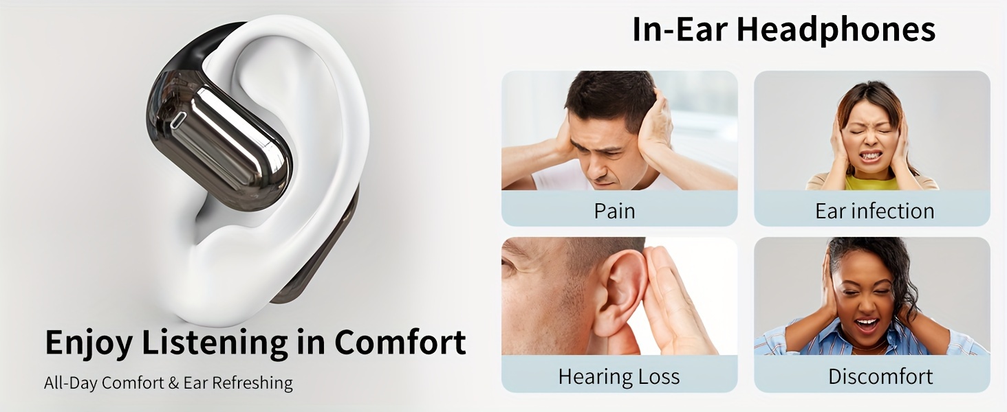 Eloriorz Earbuds Wireless Wireless Open-type Headphones BT5.3 Hanging Earphones HiFi Sound Quality With LED Display Ultra-long Standby 100H Noise Reduction Earphones Built-in Microphone HD Call Earphones, Sports, Running, Talking, Games