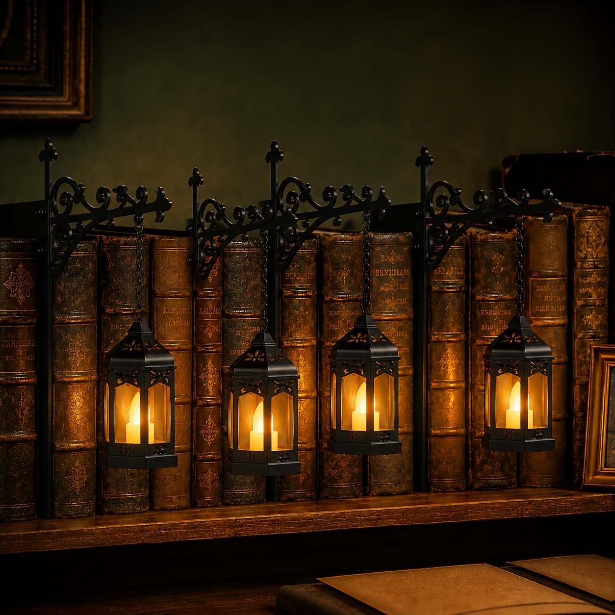 Image of Hexagonal Lantern Bookshelf Lamp (1/2/3/4pcs). Embedded Into Book As Desktop Decorative Ornaments, Ideal For Book Lovers. Great For Bedroom Decoration And An Gift For Christmas And Birthdays