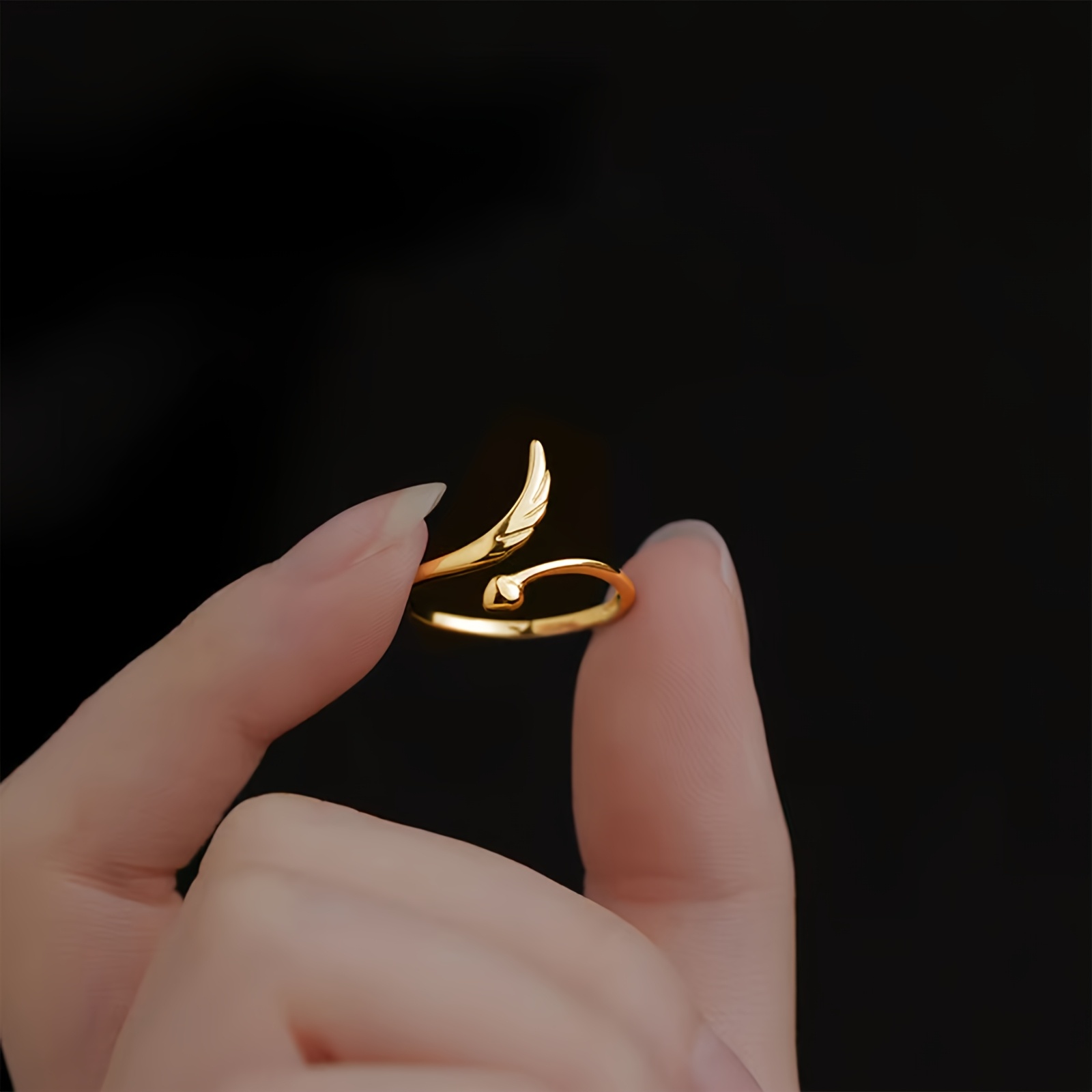 1pc, Simple Angel Wing Open-ring Design, Adjustable Size Ring, Suitable for Pairing with Outfits, for Daily Wear, Parties, Weddings, Etc., a Women's Jewelry Gift