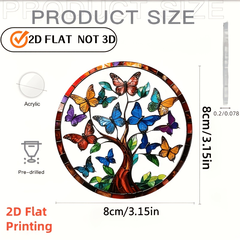 TEMU Ciondolo Campanellino Eolico Albero della Vita 2D Piatto "Acrilico 2D Piatto, Regalo Unico per , Genitori, Nonni, Design con , O, Progettato per