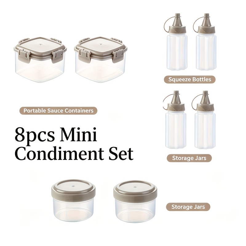 TEMU Mini Condiment Containers, Leak-proof Squeeze Sauce Bottles With Lids, Portable Small Sauce Storage Containers, Travel Condiment Accessories For
