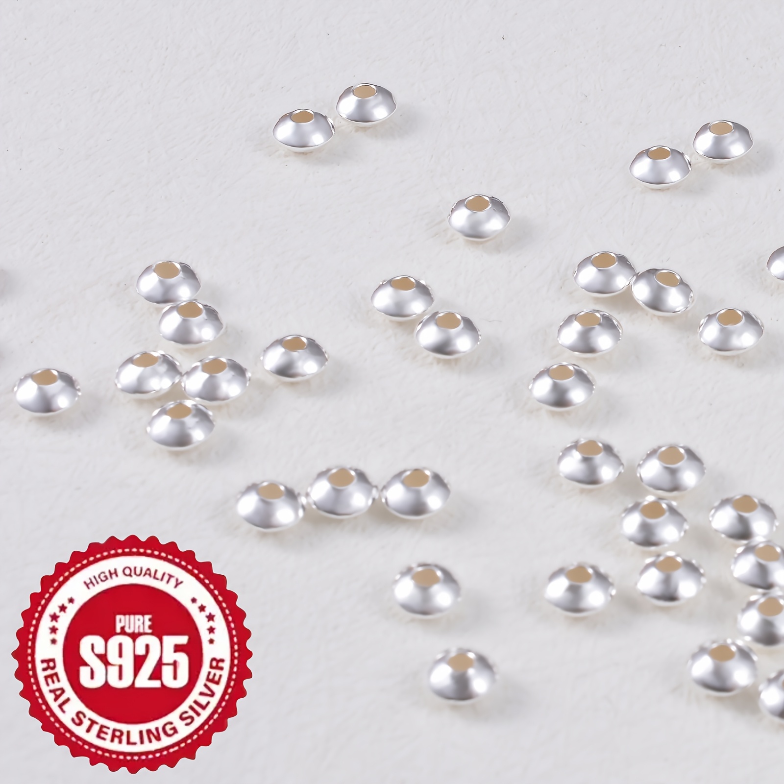 50pcs S925 Sterling Silver Spacer Beads for Jewellery Making