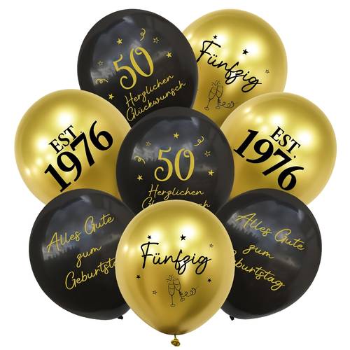 20 black and golden balloons celebrating 50th birthday printed with birthday and exquisite patterns suitable for men and women used for decorating 50th birthday celebrations or parties home goods