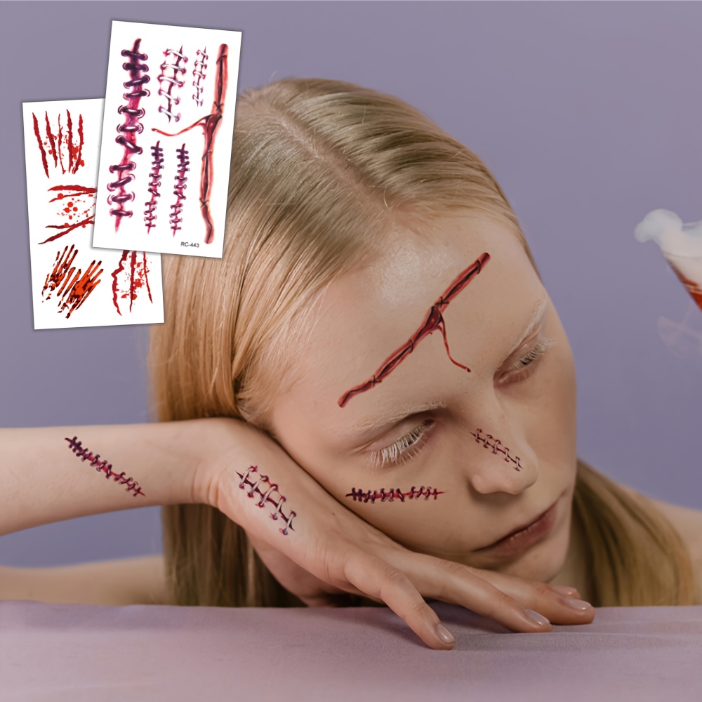LIFKOME Halloween Narben Sticker - Realistische Wunden Für Kostüm & Grusel-Partys