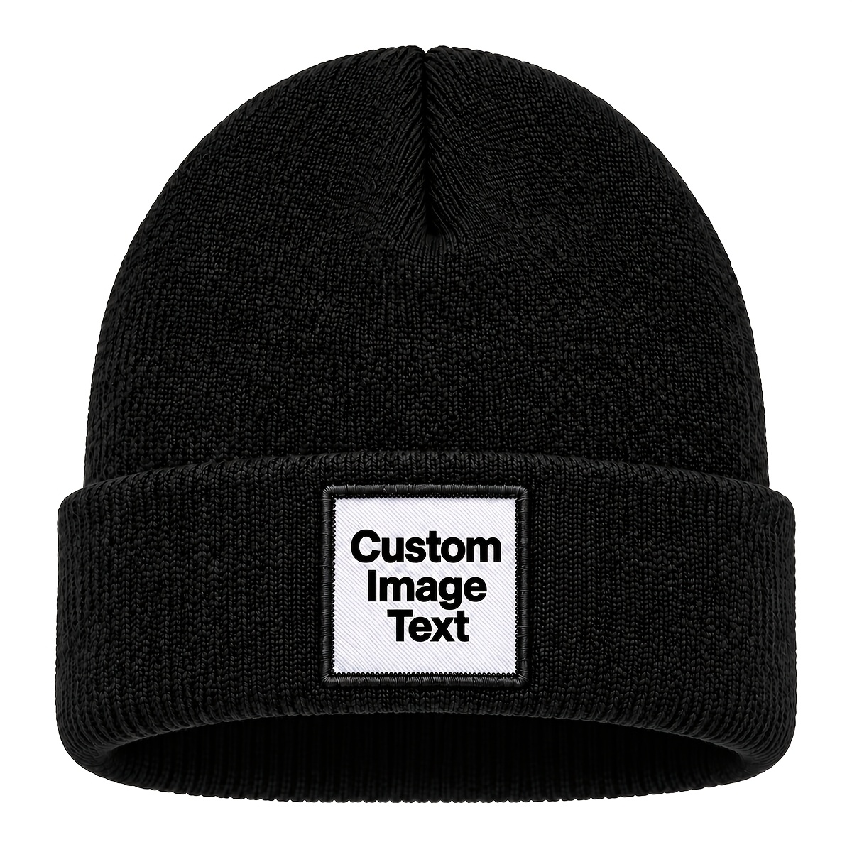 TEMU 1 Custom Knitted Beanie With Images/text, Unisex With 4 Color Options, Featuring Self- Images/text/company Logos, And Suitable As A Christmas