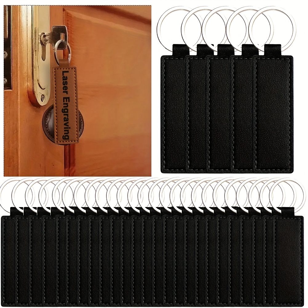 TEMU 30pcs Personalized Keychain Set, 10.39*2.49 Suitable For Work, Materials, Festivals, Advertising, Events Cm Rectangle Keychain Blank With Key