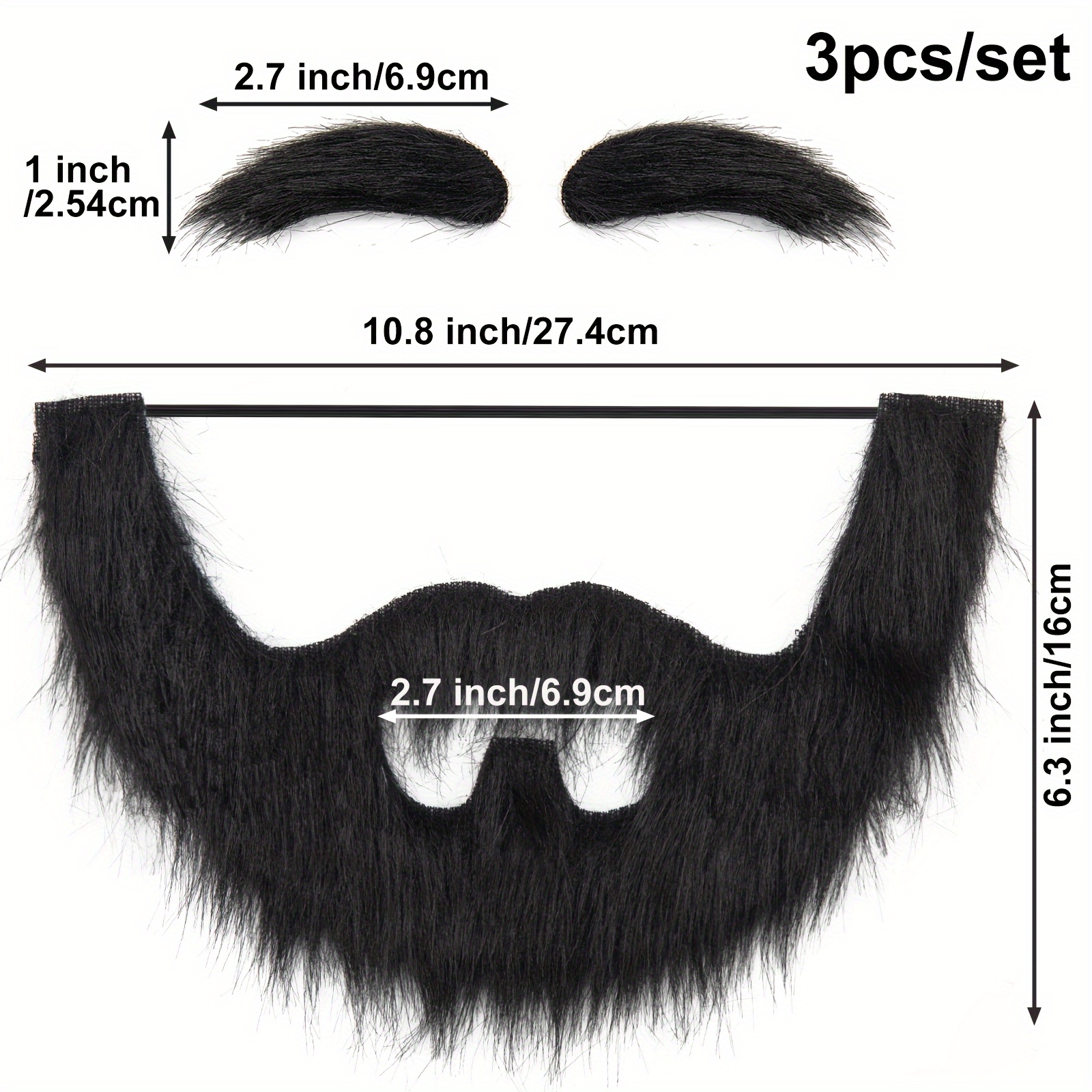 Fausse Barbe Et Sourcils Autocollants - Accessoire Déguisement Et Cosplay Réutilisable