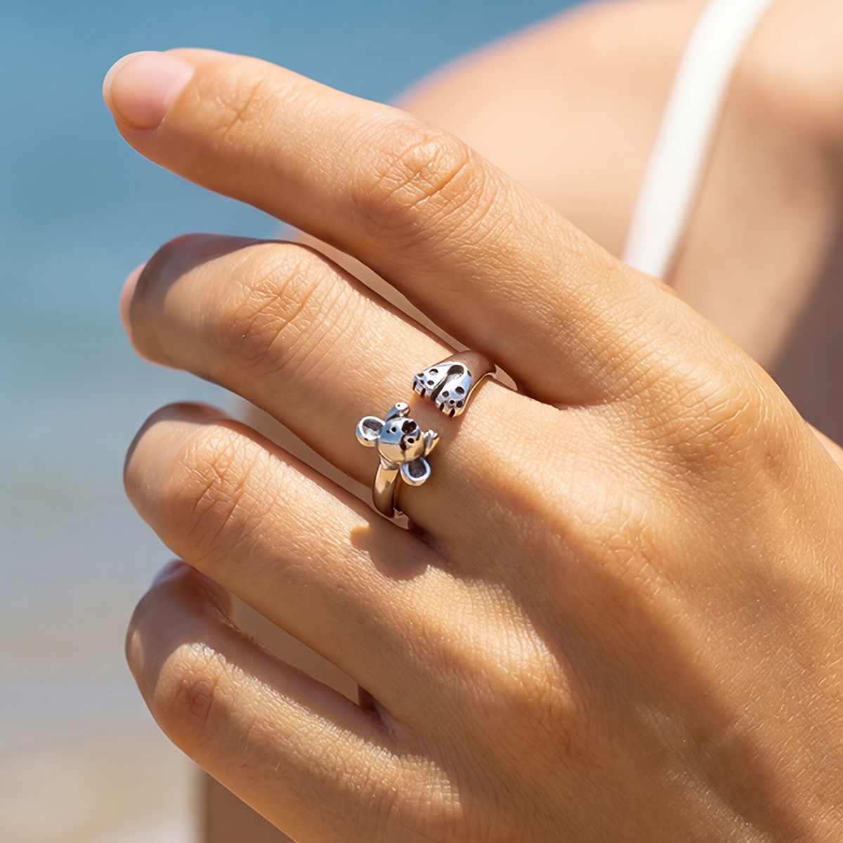 Women's Adorable Koala Open Ring, Versatile Fashion