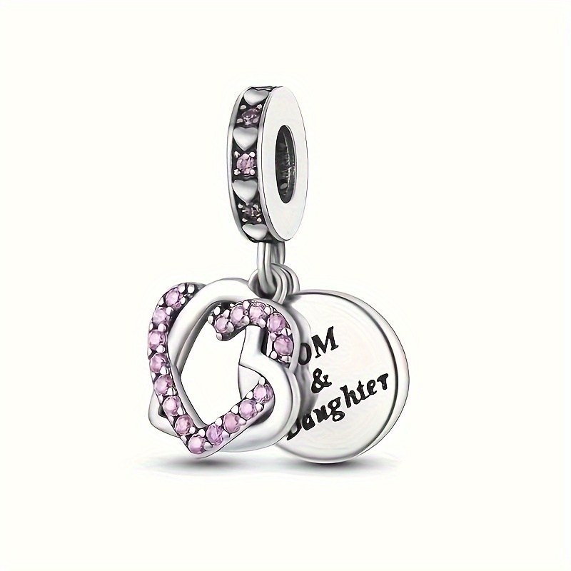 

Chic Love Heart & Letter Charm - Mom And Daughter Round Pendant For Making, Zinc Alloy, Handmade Accessories