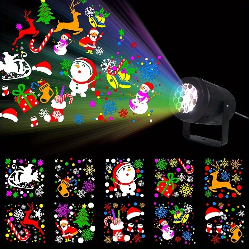 TEMU 1pc Led Christmas Projection Lights - Usb Powered, Colorful Rotating Mood Lighting For Bedroom & Living Room, Perfect For Holiday Parties &