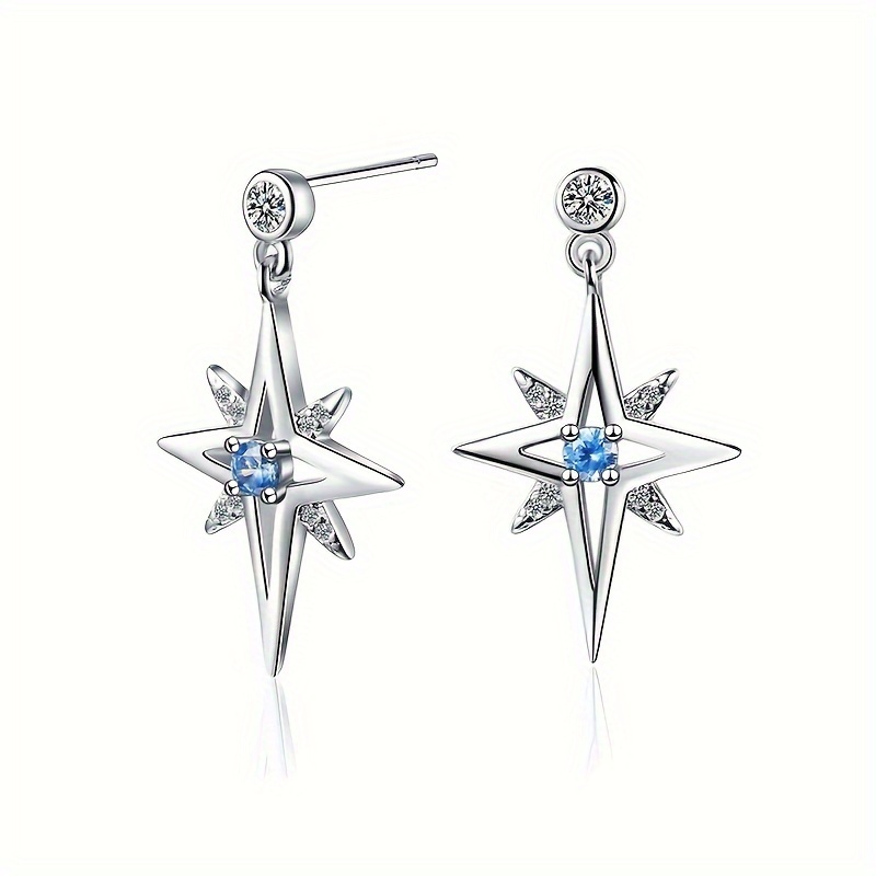 Image of Six-pointed Star Earrings | Boho And Elegant Style, Copper With Plated K, Featuring Synthetic Zirconia, Suitable For Daily And Party Occasions
