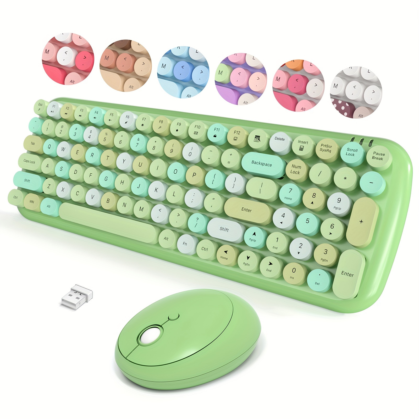 

Mofii Combo, 2.4ghz Retro Typewriter Keyboard And Cute Mouse For Computer Pc Desktops Laptop Windows ()