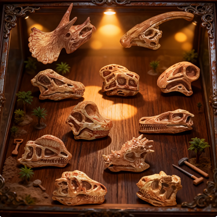 11pcs Simulated Dinosaur Ornaments Realistic Digging Car Office Garden Decor Gift Lifelike Archaeological Dinosaur Statues For Lovers Collection Multi-scene Decoration
