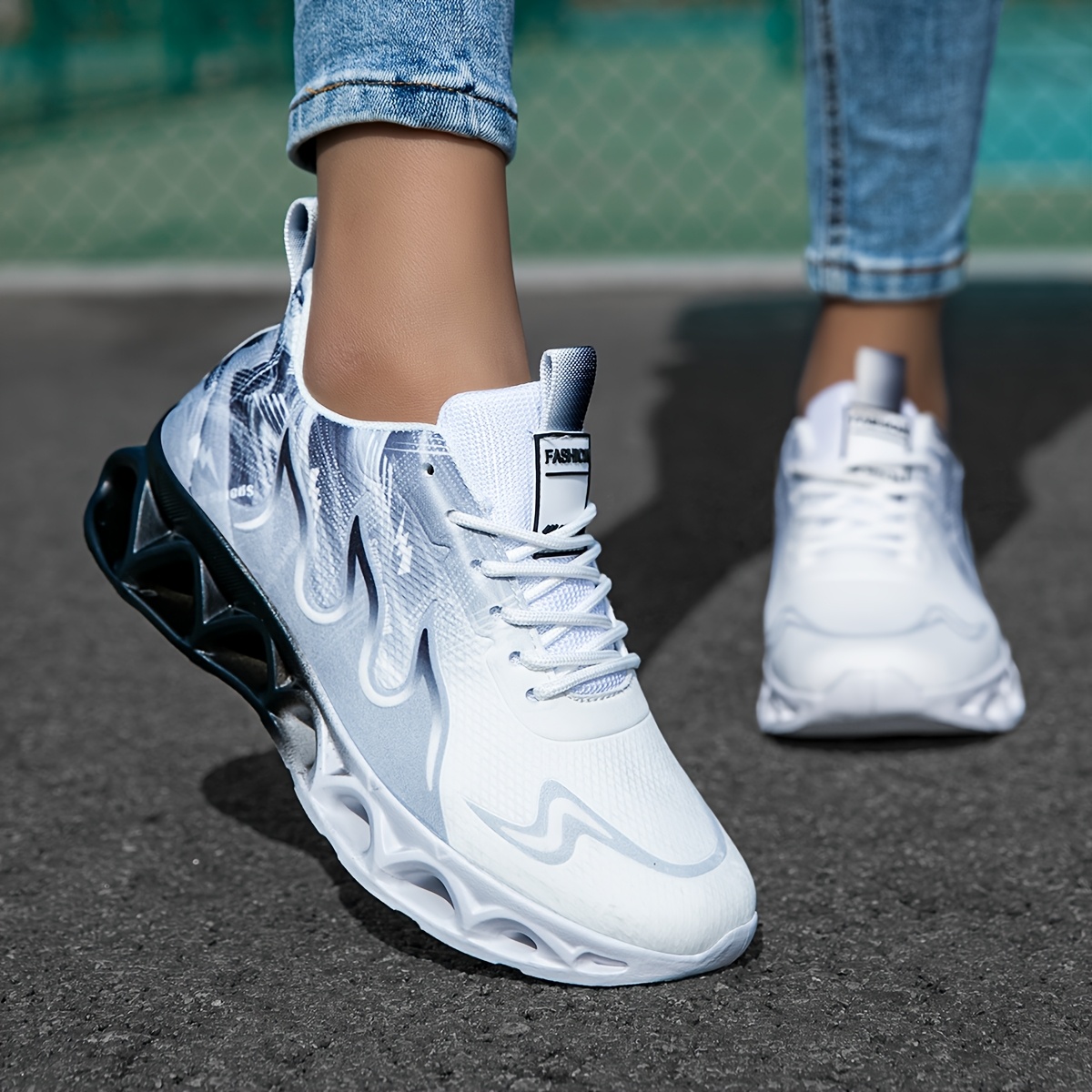 Women's Breathable Mesh Sneakers, Lightweight Soft Shoes, Trendy Versatile Solid Color Fabric Upper Eva Sole Stabilizing Normal Pronation Random Printing