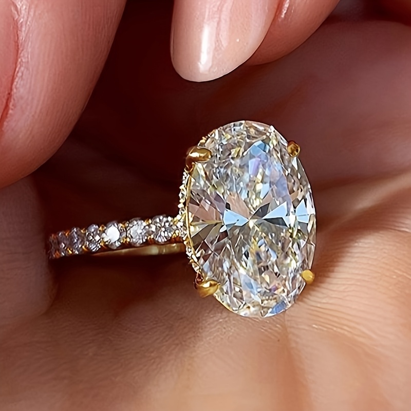 Oval Cut Synthetic Zirconia Solitaire Ring for Women