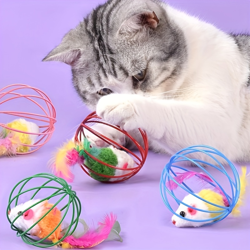 Fun Interactive Cat Toy with Tail - Artificial Feathers