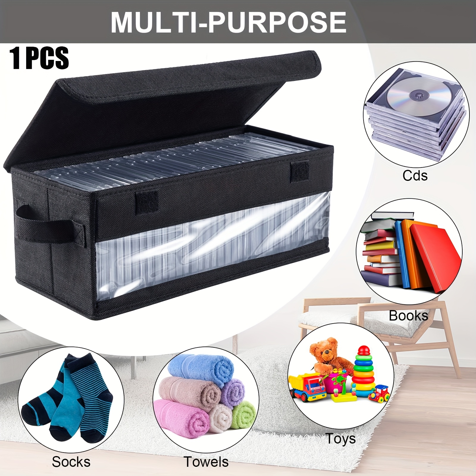 High-Capacity Portable CD/DVD Storage Case, Foldable Design