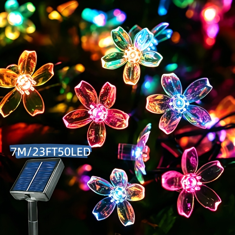 TEMU Solar Cherry String Lights, 8 Functions, Ip54, Courtyard Balcony Outdoor Camping Decorative String Lights, Festival Led Atmosphere Lights, 1