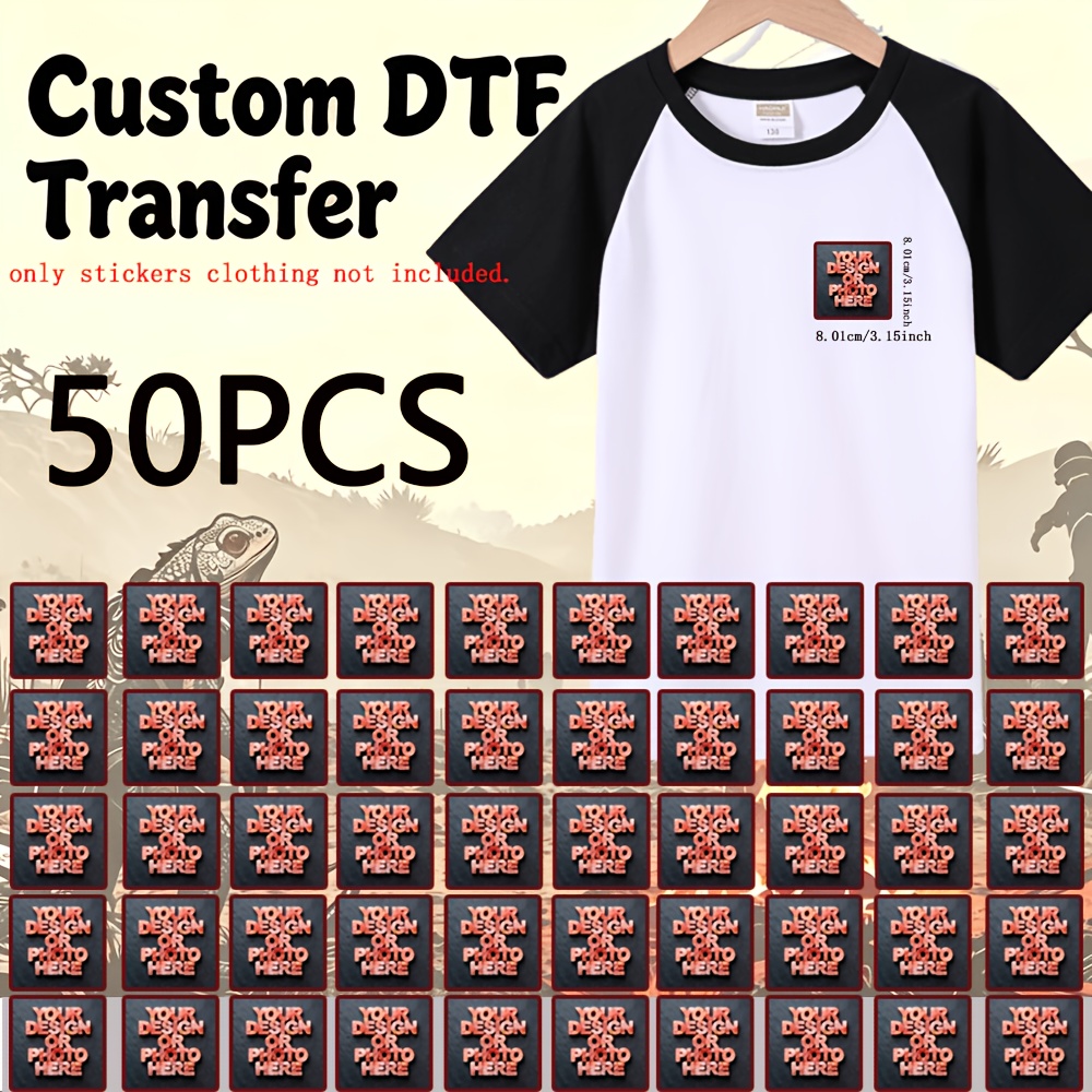 TEMU 50pcs Dtf Custom Transfer Personalized Customer T-shirt Chest Print. Sleeve Logo Heat Transfer Clothing, Diy Decoration Heat Transfer Stickers