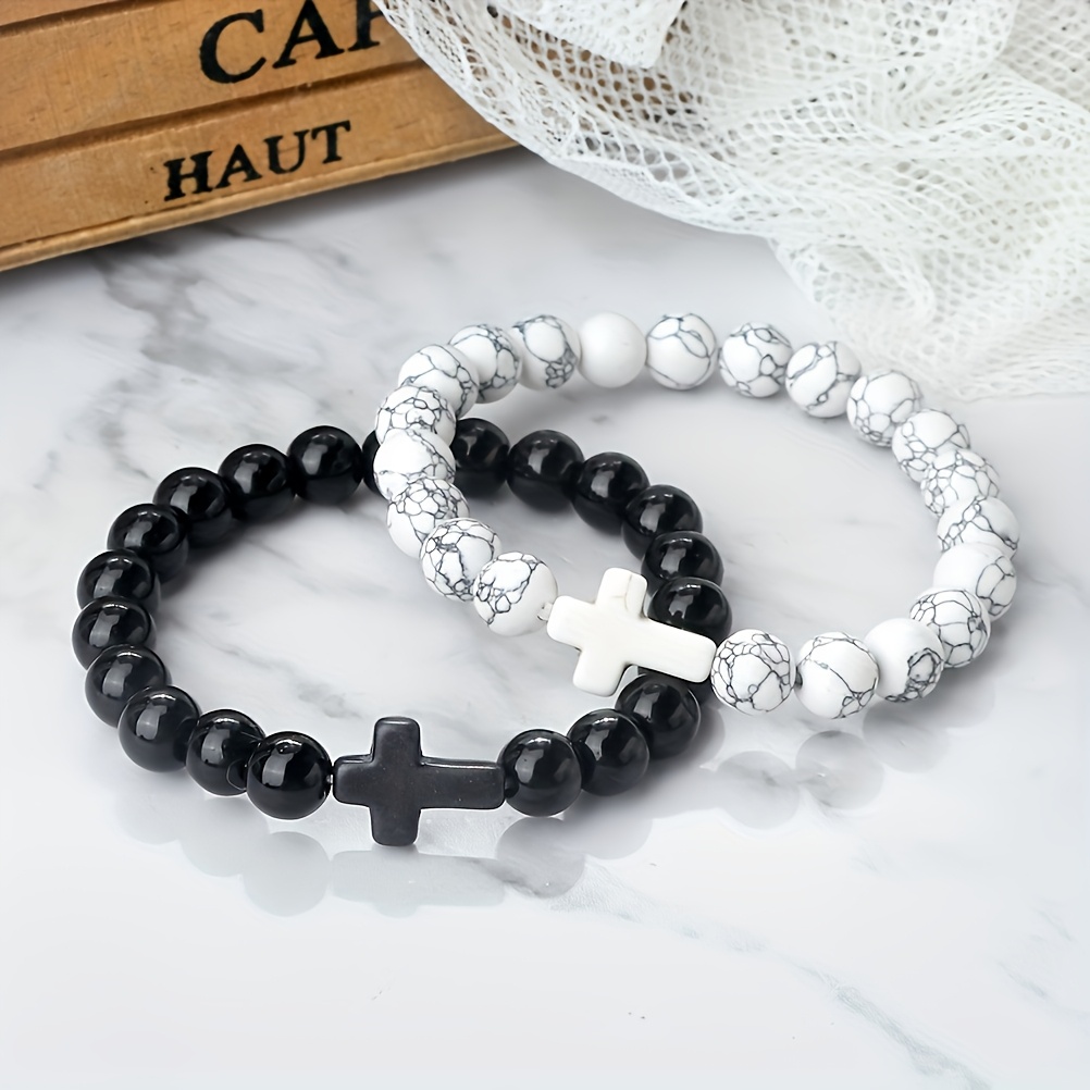 2pcs Religious Cross Gift Stretch Bangle Bangle Bracelet Set