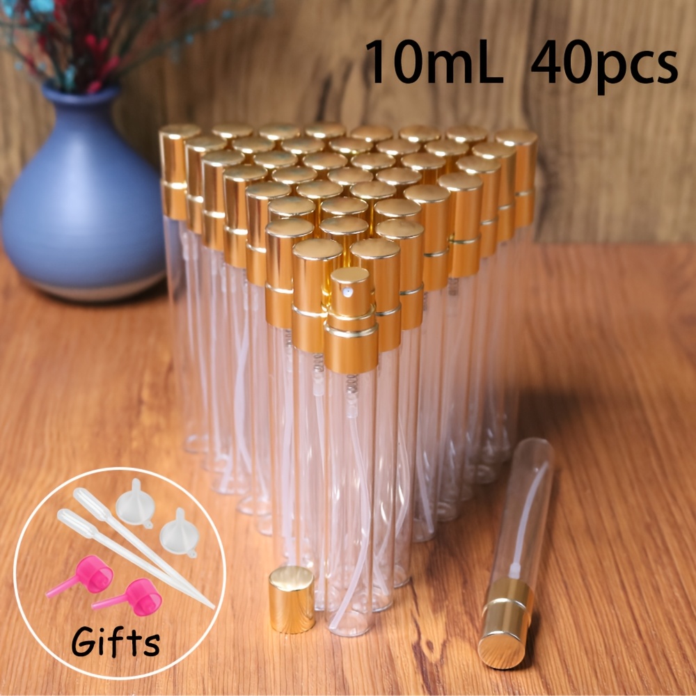 TEMU 40 pièces Lot de Flacons Spray en Verre 2ml/3ml/5ml/10ml, Mini Atomiseurs de Parfum, Pulvérisateurs à en Aluminium, Contenants Cosmétiques