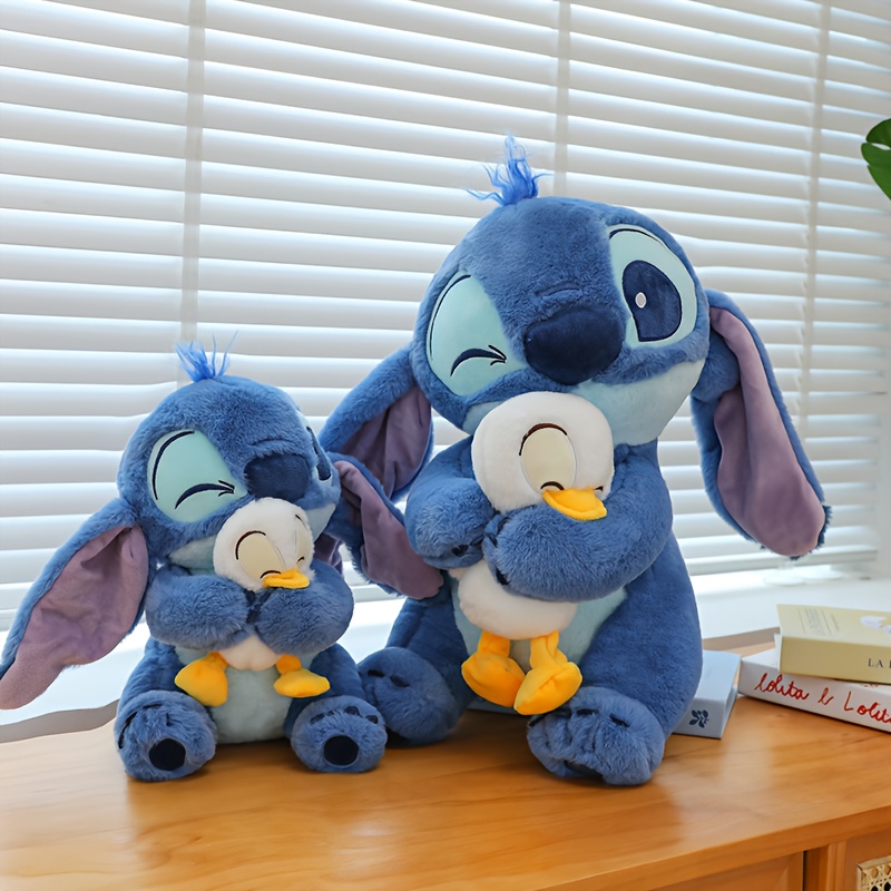 Blue Stitch Hugging Donald Duck Classic PlushDoll, Pink Lilo and Friends withStichPluche Figure Anime Decorations Birthday Valentine's Day Christmas Gift for Boys Girls Car Room Bedroom Ornament
