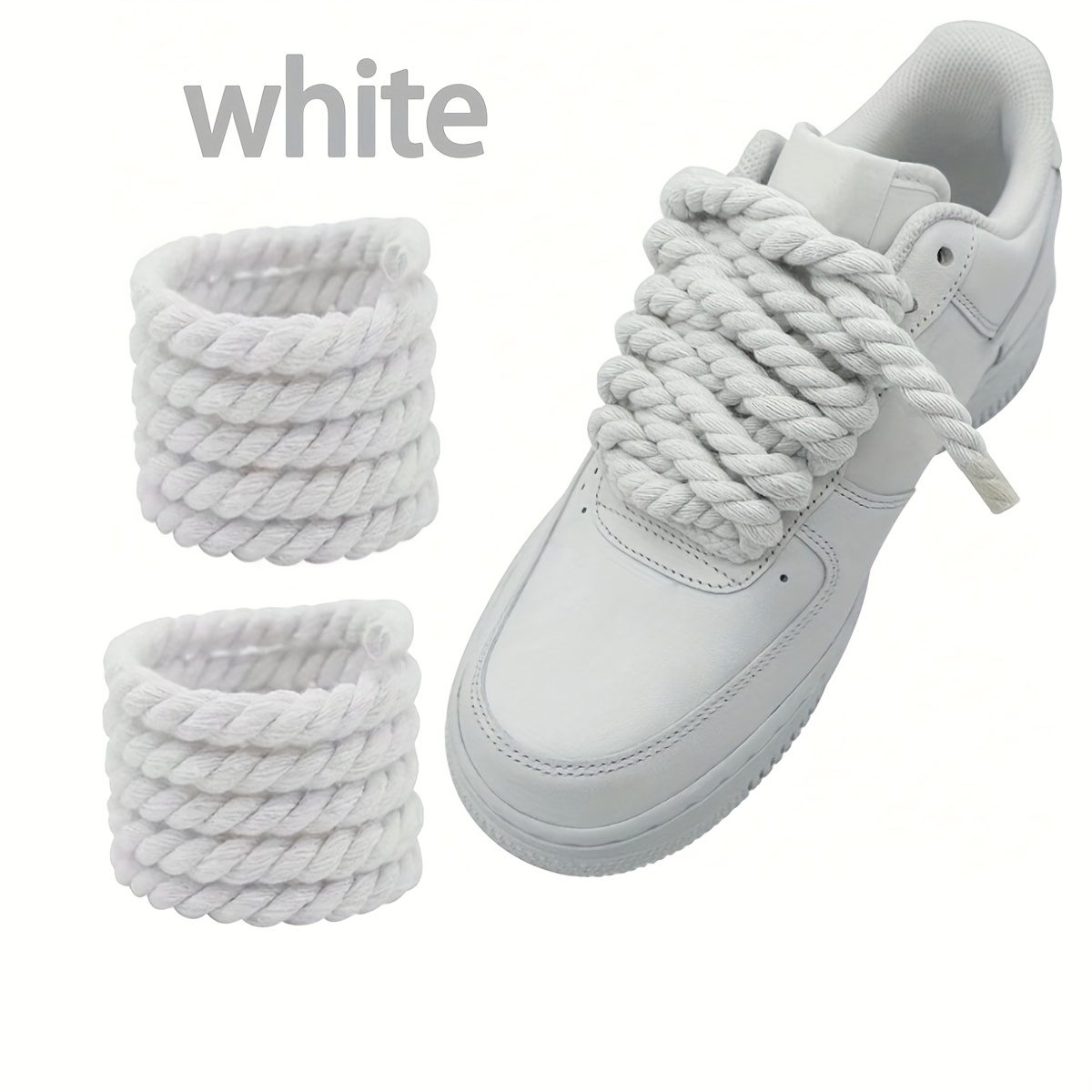 2pcs handmade braided rope laces durable thick lace for sneakers canvas shoes casual shoes in white   beige gray shoe laces casual footwear chunky lace design durable lace material