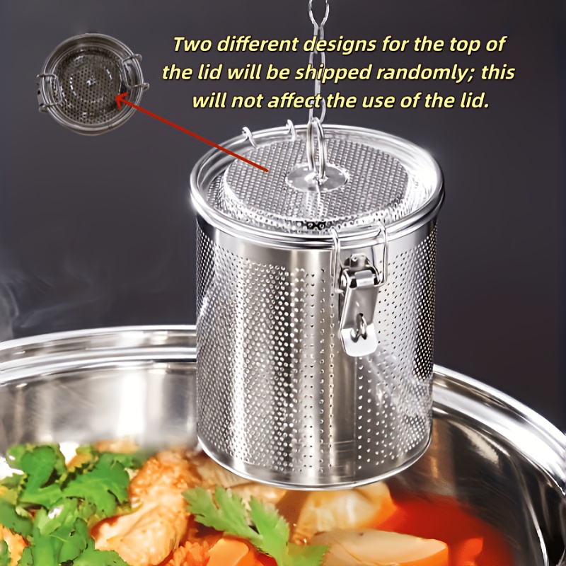TEMU Durable Stainless Steel Cooking Spice Infuser - Ideal For Loose Leaf Tea, Herbs, Soups, And Seasonings - Reusable Kitchen Accessory With