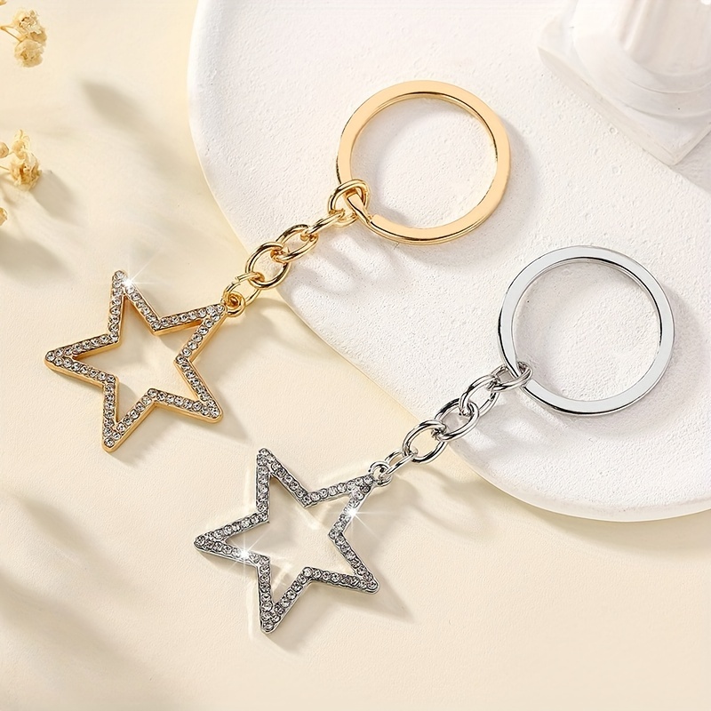 

[popular ] Elegant Star-shaped Rhinestone Keychain For Women, High-end Alloy Fashion Accessory, Birthday Gift, Korean Style, Bag Pendant