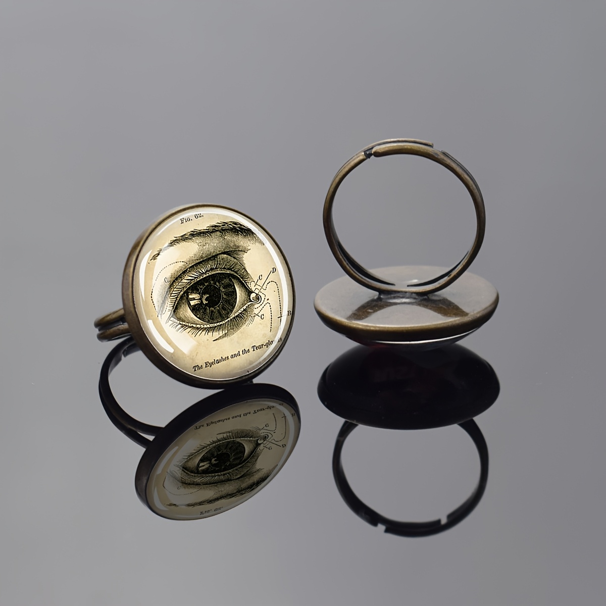 TEMU Adjustable Glass Dome Ring Featuring An Eye Anatomy Diagram, A Unique Perfect As A Statement Piece Or A Gift For Her, Ideal Fashion Accessory