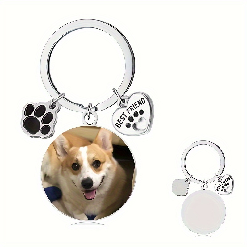 

Customized Keychain With Dog Photo, Glass Crystal Pendant, Mini Heart Keychain, The Favorite Gift For Men And Women Who Love Dogs, A Souvenir