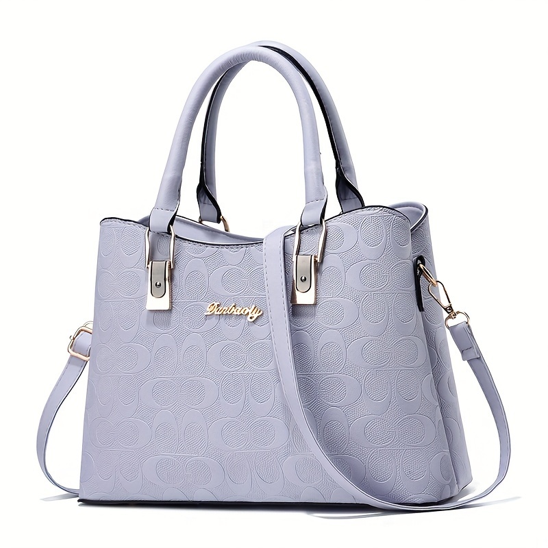 

Women's Elegant Tote Bag, Fashion Handbag With Texture, Versatile Shoulder & Crossbody Purse