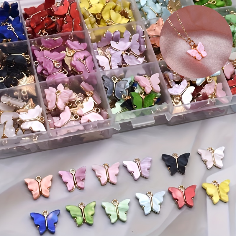 

24pcs Butterfly Acrylic Charms Pendants With Gold-tone Hanging Ring, Assorted Colors For Diy Jewelry Making, Necklace, Bracelet & Bag Decoration, Pendant Crafting Supplies