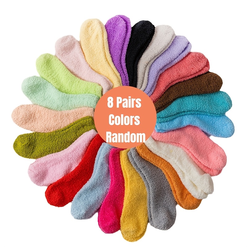 TEMU (8 ) Calzini Morbidi da Casa per Donna in Colori Casuali, Pantofole Soffice, Calze da Soffice Non