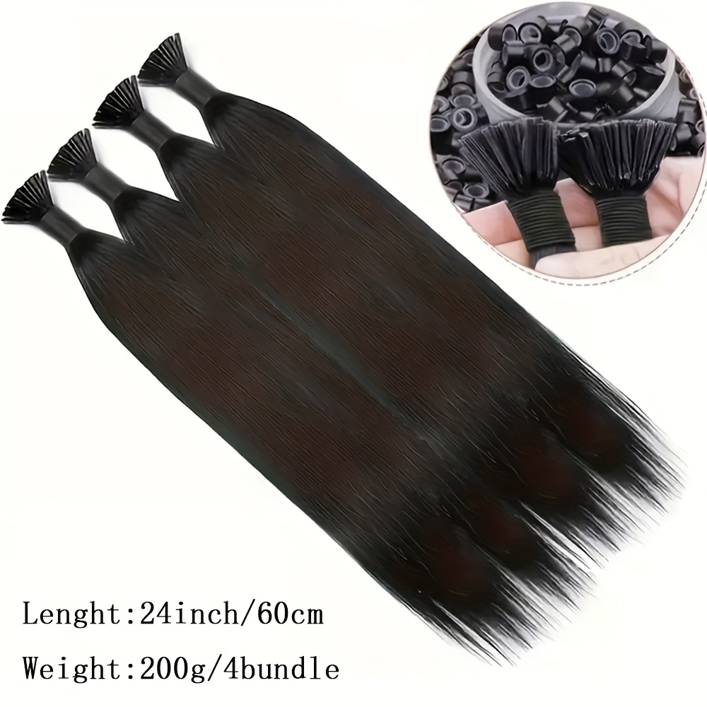 TEMU Hair Extensions Human Hair Black Human Hair Extensions 18-26inch Black Hair Extensions For Human Hair Fusion Tip Invisible Hair Extensions