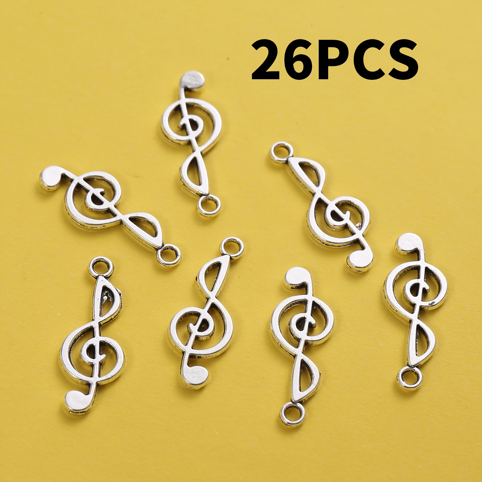 E-shop [26-teiliges Set] Retro Hohl-Treble-Clef-Anhänger, handgefertigte Schmuckzubehör, altmodische Musiknoten-Anhänger,