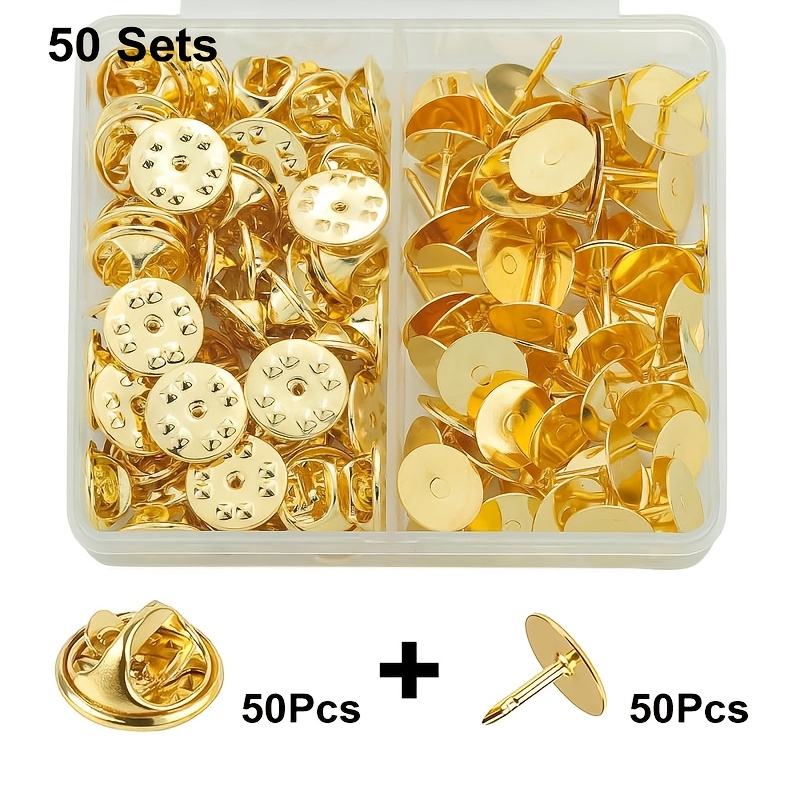 TEMU 25 Sets/50 Sets Clous de Rechange Papillon avec Épingles de Fixation en Métal, Remplacement de Verrouillage avec Épingles Vides de 4,5 mm/10 mm